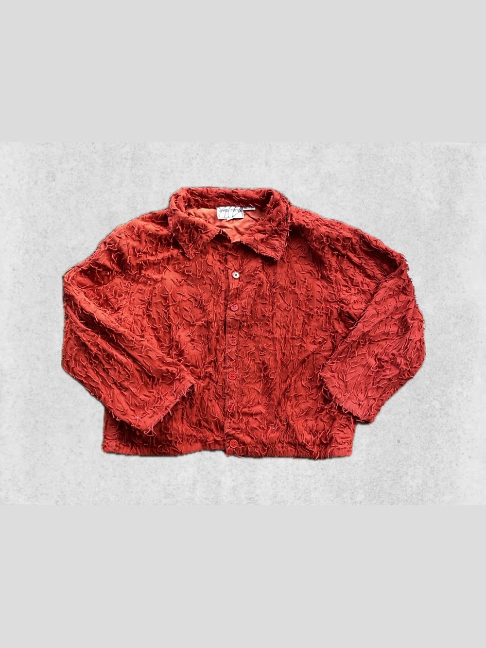 Textured Red Button-Front Women's Jacket